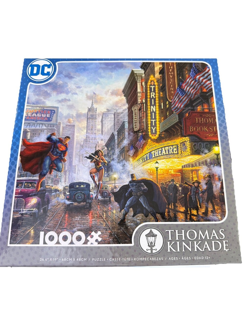 Thomas Kinkade DC Comics 1000 Pc Puzzle W/ Poster Batman Superman Wonder Woman
